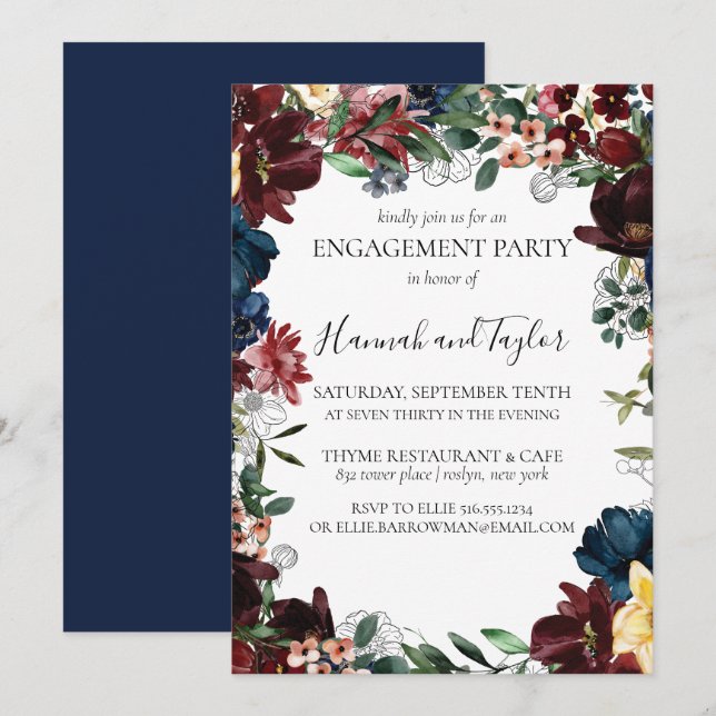 Invitación a la fiesta de compromiso floral de la  (Anverso / Reverso)