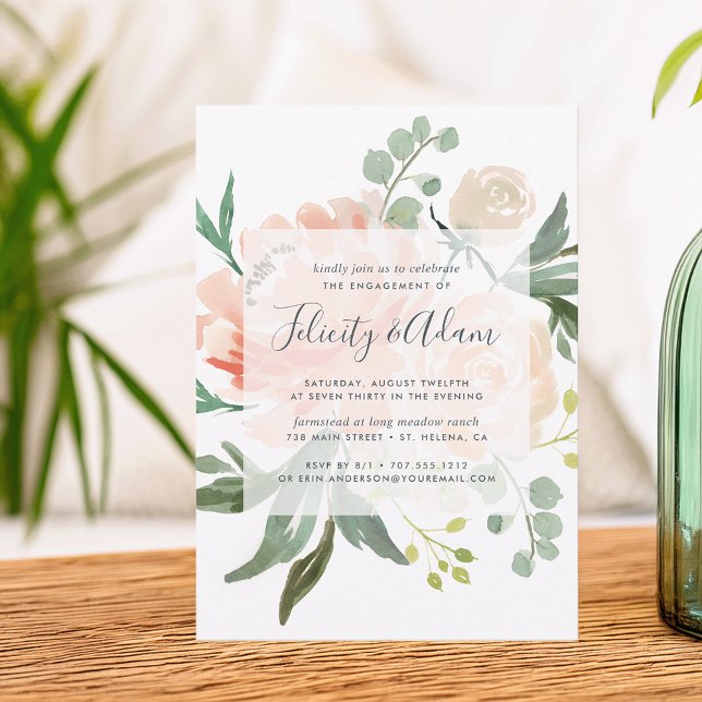 Invitación a la fiesta de compromiso floral de ver (Subido por el creador)