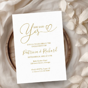 Invitación a la fiesta de compromiso Gold She Said