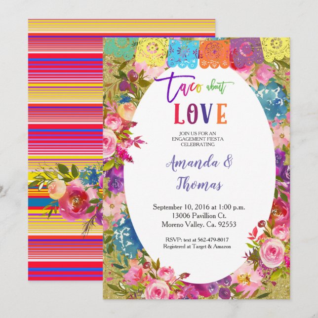 Invitación a la fiesta de compromiso mexicana (Anverso / Reverso)