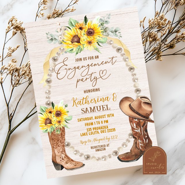 Invitación a la fiesta de compromiso Pearl Sunflow (Subido por el creador)