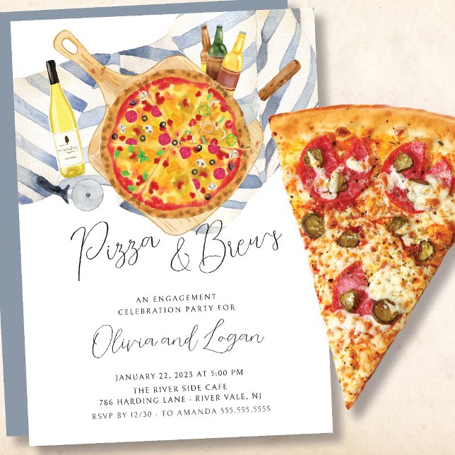 Invitación a la fiesta de compromiso Pizza & Brew (Subido por el creador)