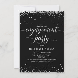 Invitación a la fiesta de compromiso, plata elegan