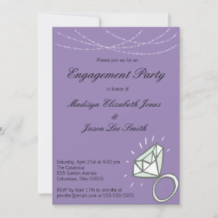 Invitación a la fiesta de compromiso púrpura