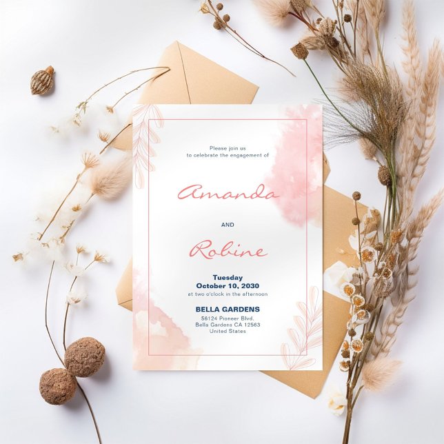Invitación a la fiesta de compromiso rosa de color (Subido por el creador)