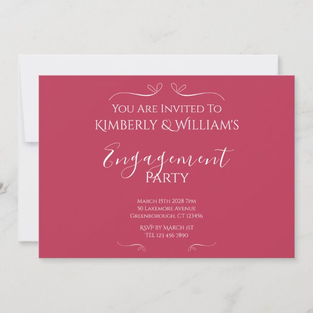 Invitación a la fiesta de compromiso rosado modern (Anverso)