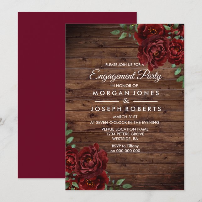 Invitación a la fiesta de compromiso ruso de la Ro (Anverso / Reverso)