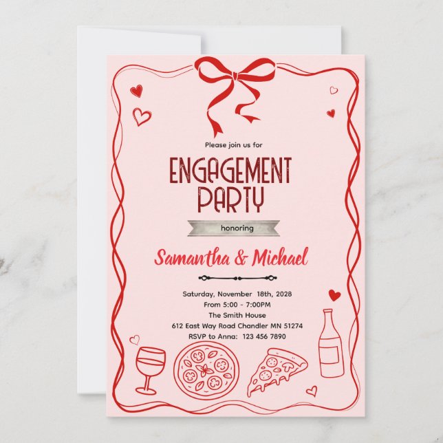 invitación a la fiesta de compromiso That's Amore (Anverso)