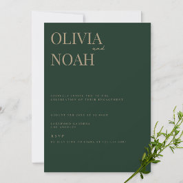 Invitación a la fiesta de compromiso verde moderno