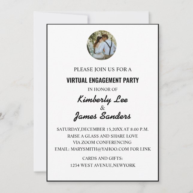 Invitación a la fiesta de compromiso virtual con f (Anverso)