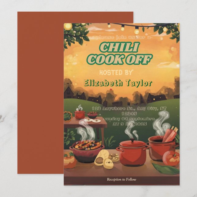 Invitación a la fiesta de concurso de chili (Anverso / Reverso)