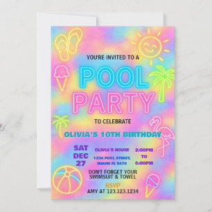 Invitación a la fiesta de congresos Neon Splash Po