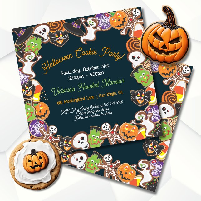 Invitación a la fiesta de cookies de Halloween (Subido por el creador)