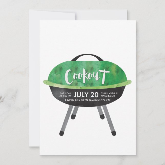 Invitación a la fiesta de Cookout BBQ (Anverso)