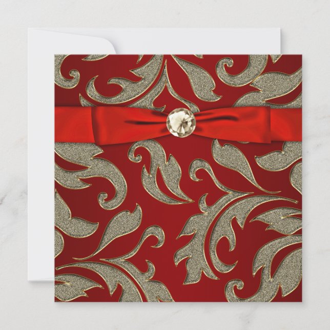 Invitación a la Fiesta de Corbata Negra Oro Rojo (Anverso)