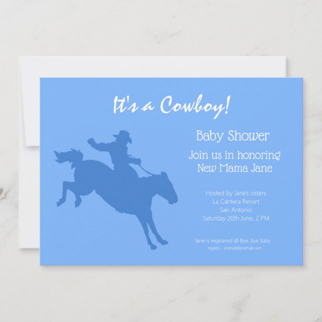 Invitación a la fiesta de Cowboy Baby Shower (Anverso)