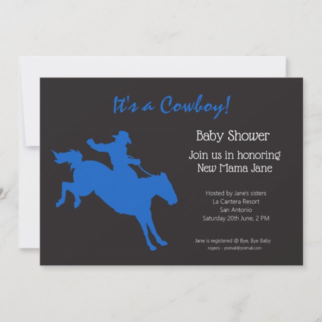 Invitación a la fiesta de Cowboy Baby Shower (Anverso)