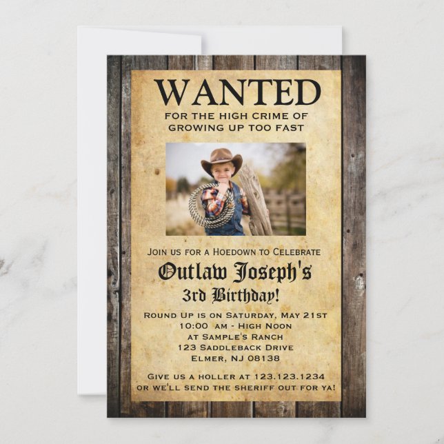 Invitación a la fiesta de Cowboy| INVITACIÓN DESEA (Anverso)