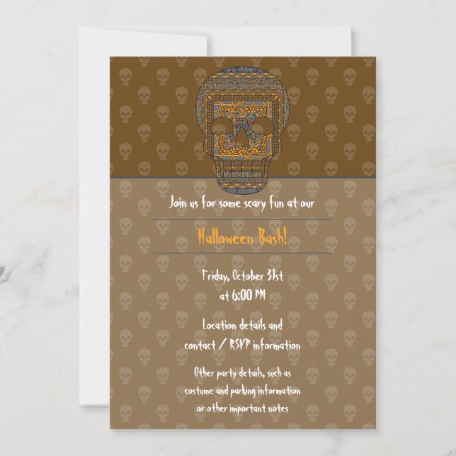 Invitación a la fiesta de cráneo de Halloween (Anverso)