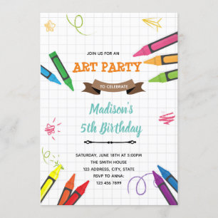 Invitación a la fiesta de crayon artístico