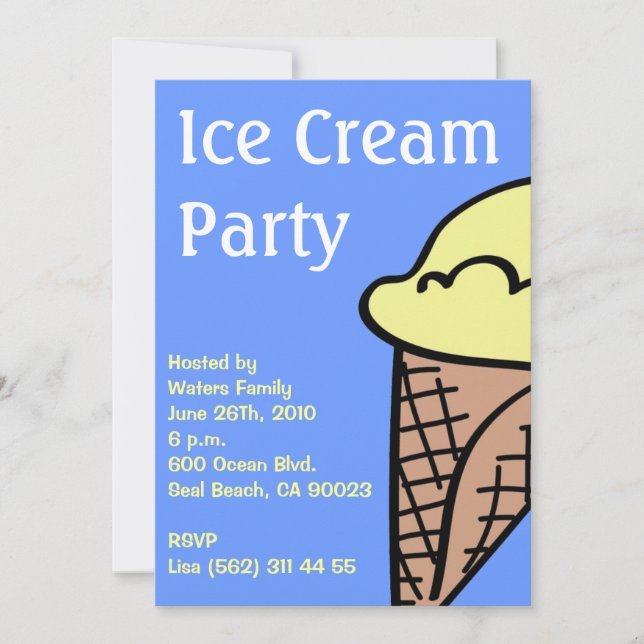 Invitación a la fiesta de crema de hielo (Anverso)