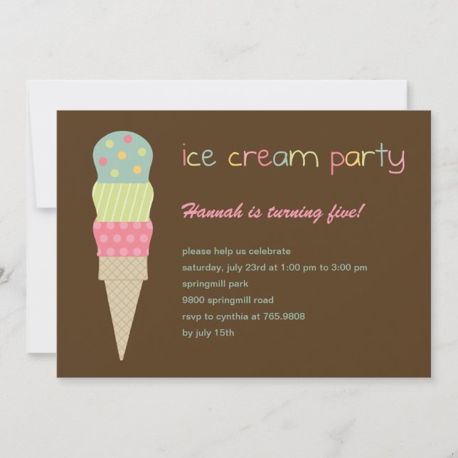 Invitación a la fiesta de crema de hielo (Anverso)