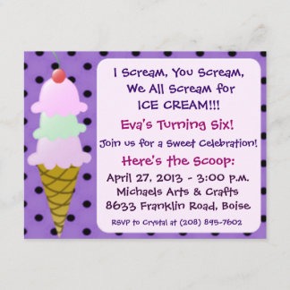 Invitación a la fiesta de crema de hielo