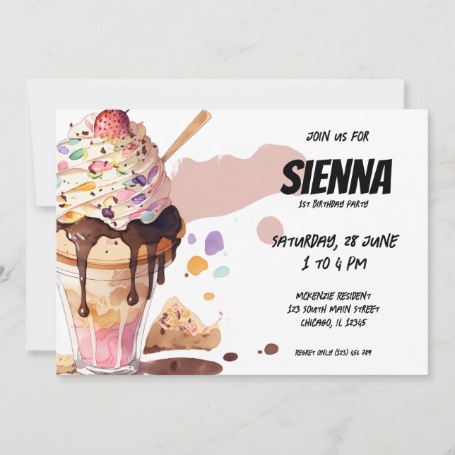 Invitación a la fiesta de crema de hielo (Anverso)