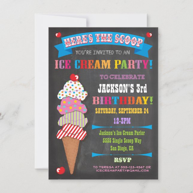 Invitación a la fiesta de crema de hielo de Chalkb (Anverso)