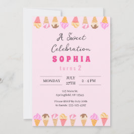 Invitación a la fiesta de crema de hielo dulce