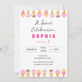 Invitación a la fiesta de crema de hielo dulce