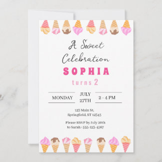 Invitación a la fiesta de crema de hielo dulce