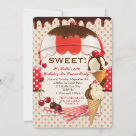 Invitación a la fiesta de crema de hielo retro