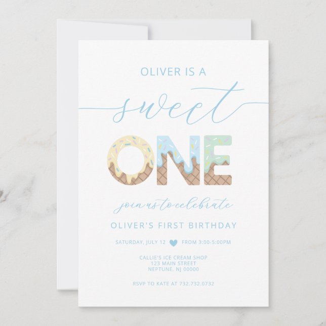 Invitación a la fiesta de crema de hielo Sweet One (Anverso)