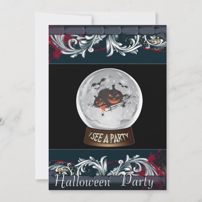 invitación a la fiesta de cristal de Halloween (Anverso)