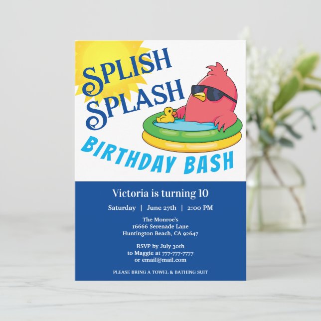 Invitación a la fiesta de cumpleaños (Anverso de pie)
