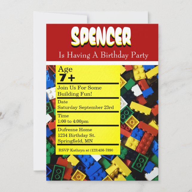 Invitación a la fiesta de cumpleaños (Anverso)