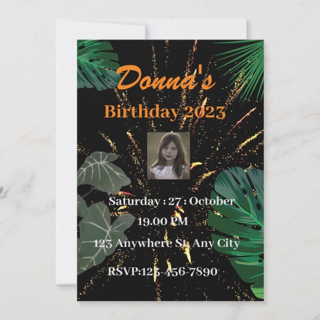 Invitación a la fiesta de cumpleaños (Anverso)