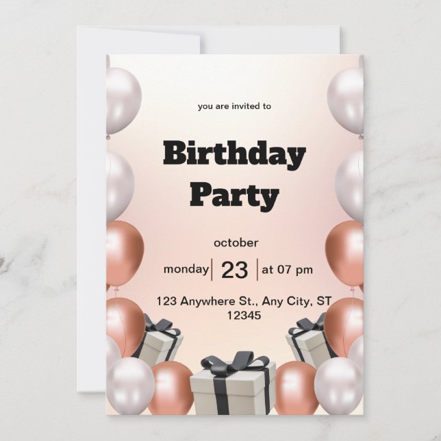 Invitación a la fiesta de cumpleaños (Anverso)