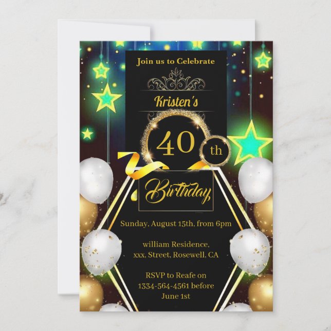 Invitación a la fiesta de cumpleaños (Anverso)