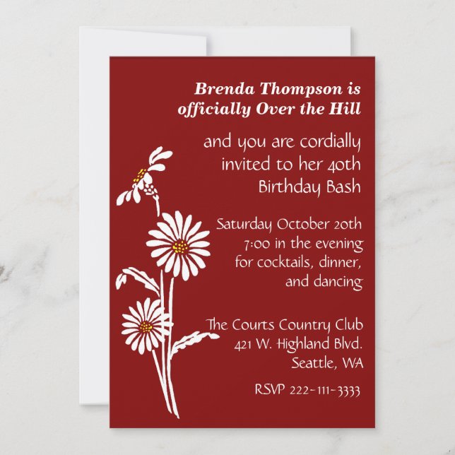 Invitación a la fiesta de cumpleaños (Anverso)