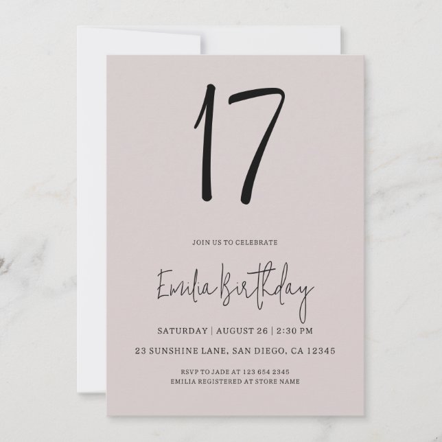 Invitación a la fiesta de cumpleaños (Anverso)
