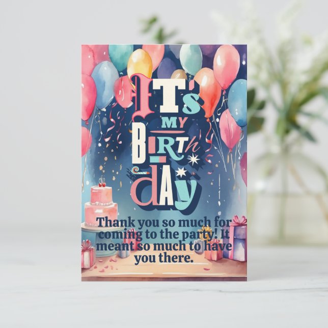 Invitación a la fiesta de cumpleaños (Anverso de pie)