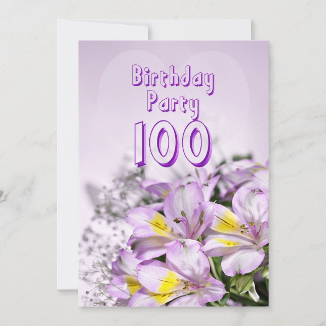 Invitación a la fiesta de cumpleaños 100 años (Anverso)