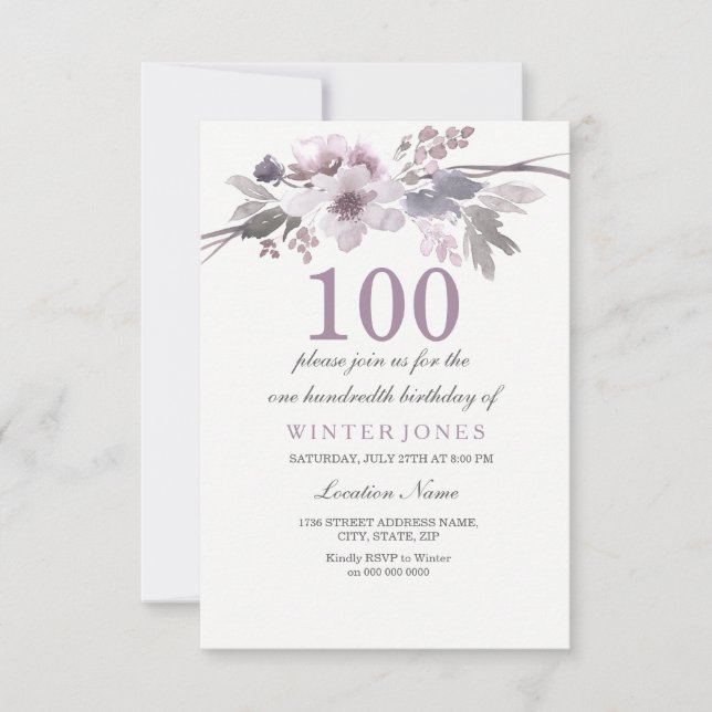 Invitación a la fiesta de cumpleaños 100 de bonito (Anverso)