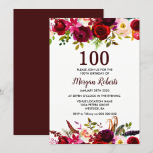 Invitación a la fiesta de cumpleaños 100 de la flo