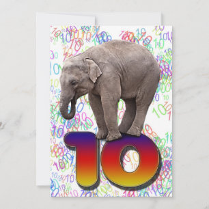 Invitación a la fiesta de cumpleaños 10, con elefa