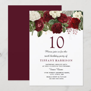 Invitación a la fiesta de cumpleaños 10 de la Rosa