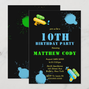 Invitación a la fiesta de cumpleaños 10 de Water G