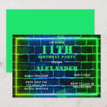 Invitación a la fiesta de cumpleaños 11 de Neon Gr